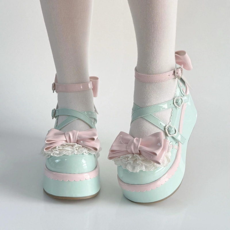 Lolita Small Leather Shoes Lolita Shoes for Women Japanese Style Soft Girl Jk Spring New Thick-Soled Bow Shoes