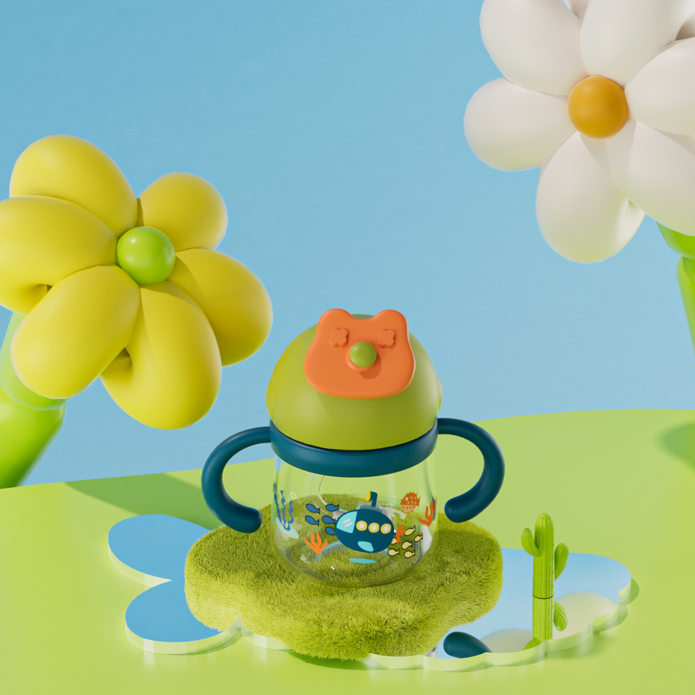 Toukie taza para beber para bebés tritan taza para niños a prueba de fugas y caídas para bebés taza de paja de jardín de infantes en stock