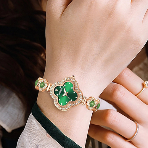 Hot selling four-leaf clover watch women's chalcedony jewelry bracelet fashion women's watch luminous waterproof high-end quartz watch