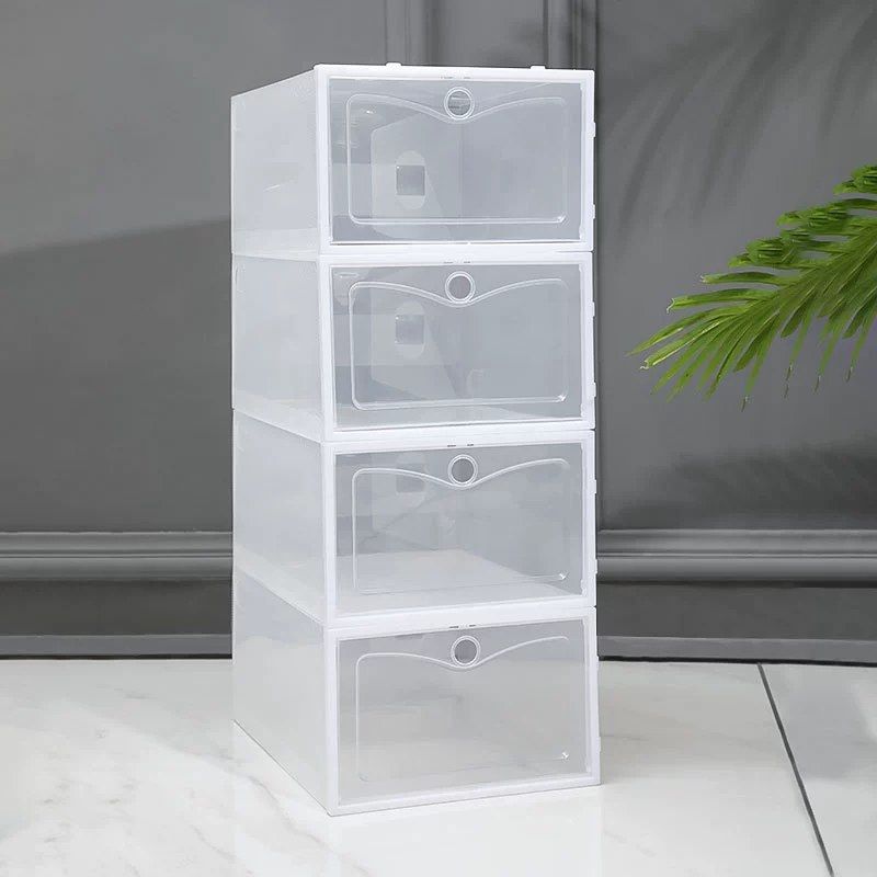 Footwear Storage Box, Thickened Transparent Plastic, Stackable Shoe Organizer, two sizes