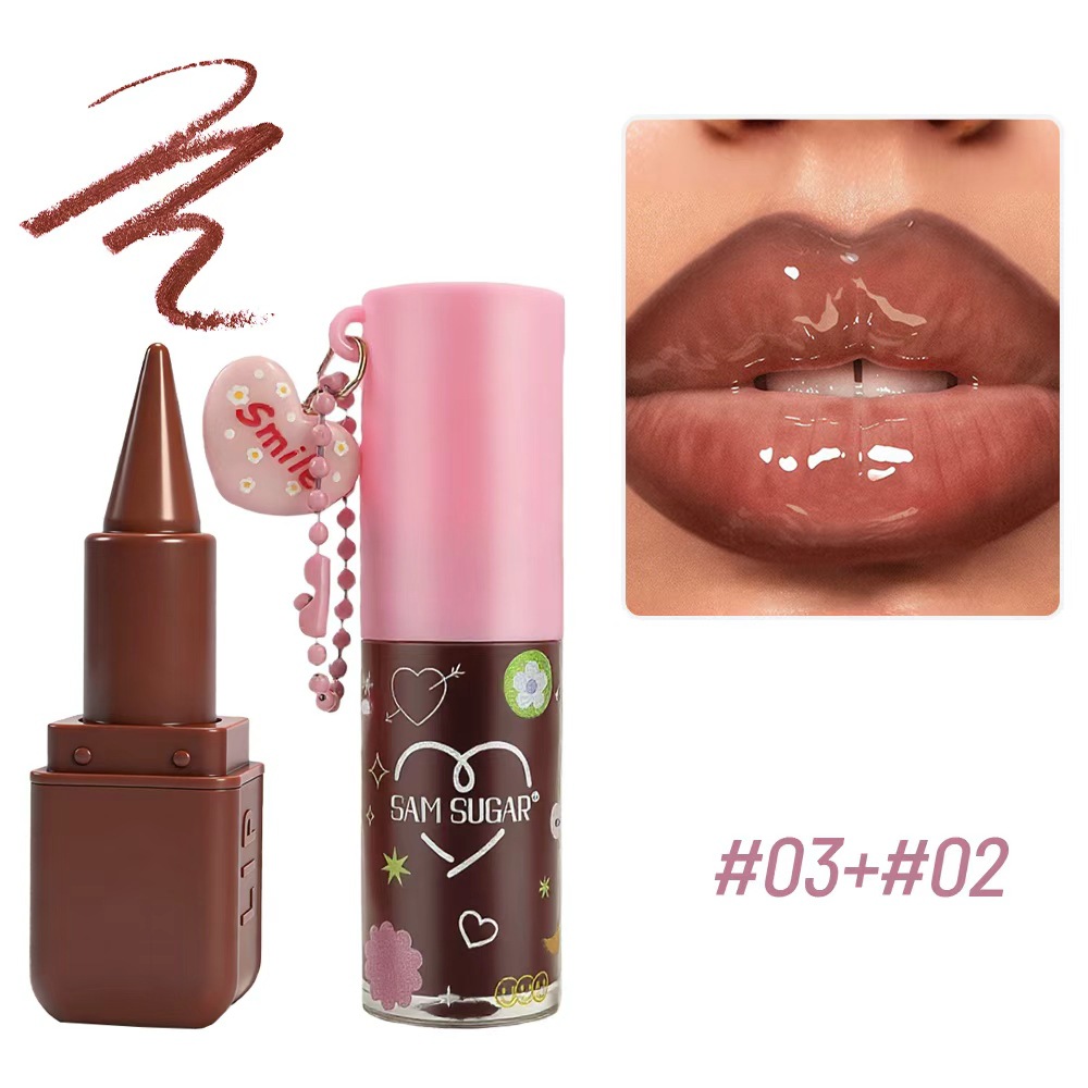 Cross-border SAM SUGAR Lip Liner Lip Oil Set Brilliant Moisturizing Lipstick Mirror Resistant