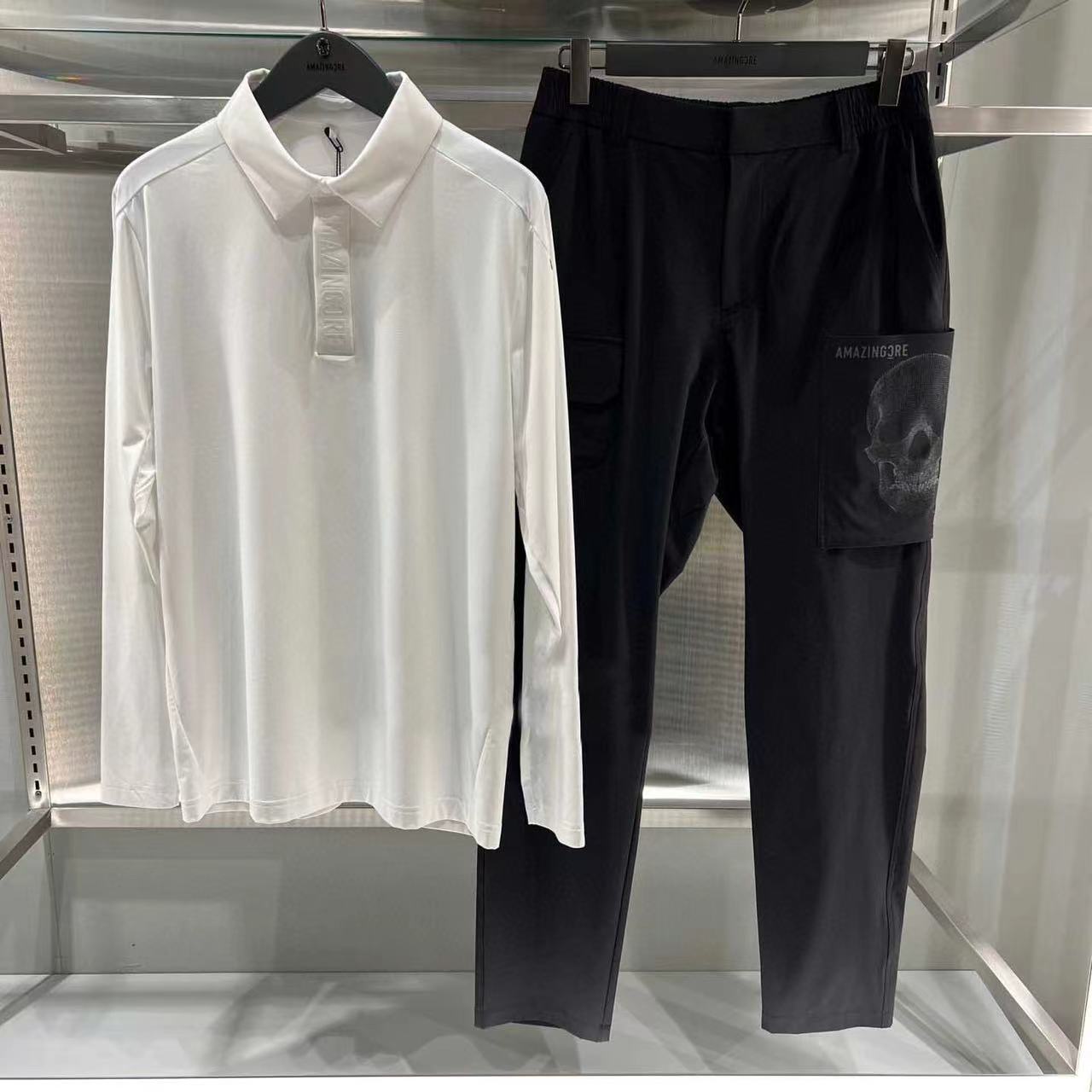 Spring Men's Trendy Golf Clothing Skull Straight-Leg Casual Pants Short-Sleeve T-Shirt Top Jacket