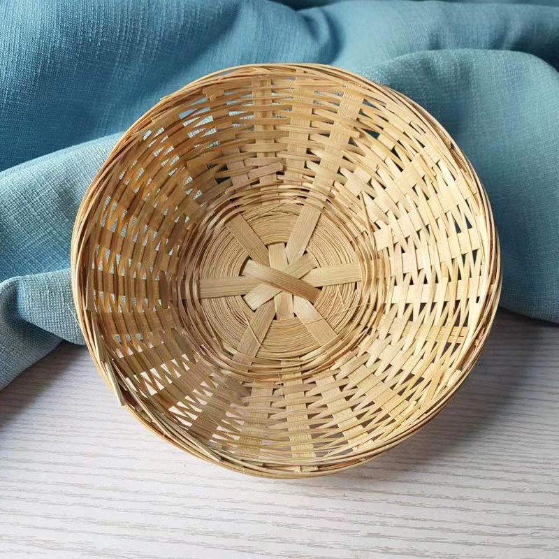 Handmade bamboo weaving bamboo bowls at home fries bread baskets farmhouse disposable bamboo basket bowls desktop storage bamboo baskets