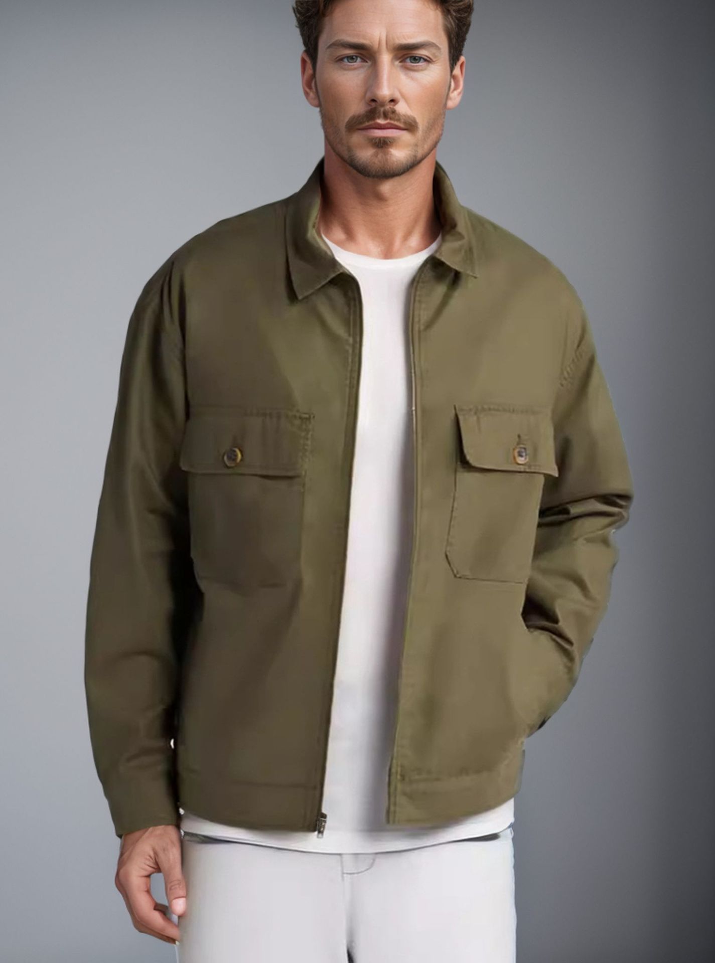 Minimalist Men's Jacket Solid Color Collar Lightweight Cardigan_voghion.com