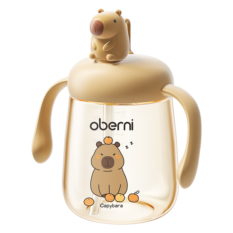 Auburnie boca ultra ancha PPSU Capibara anti-spray V-valve taza de leche para bebés taza de agua para niños taza de paja
