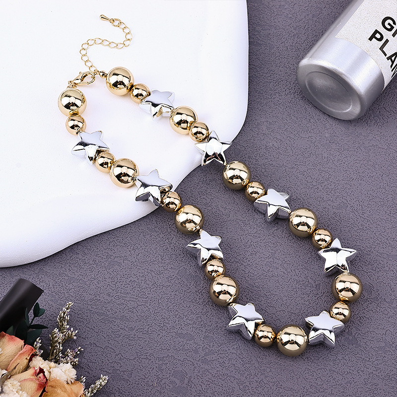 Women's Gender Simple Style Star CCB Metal Beaded Chain Choker Wholesale