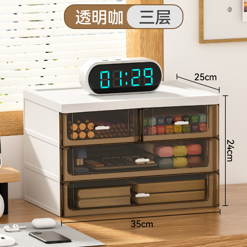 Caja de almacenamiento transparente de escritorio de estilo cajón Escritorio de oficina multifunción organizador artefacto papelería gabinete de almacenamiento de artículos diversos