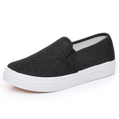 Spring and autumn old Beijing cloth shoes women's single-layer shoes flat casual shoes Korean breathable slip-on canvas shoes women's skate shoes