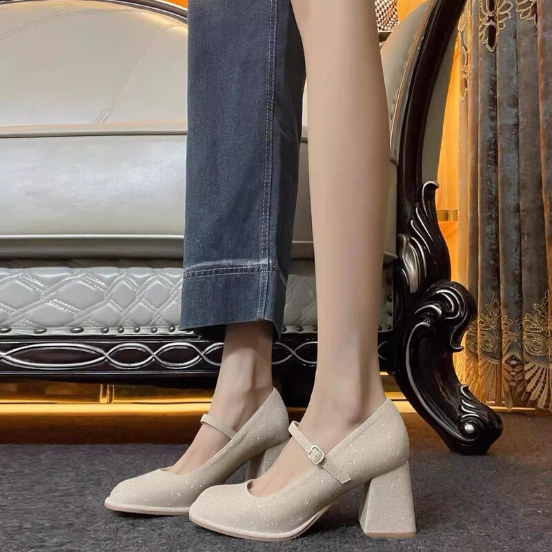 French-Style Elegant Retro Height-Increasing Slimming Mary Jane Shoes, New Spring and Summer Height-Increasing Leg-Lengthening Versatile High Heels French-Style Elegant Retro Height-Increasing Slimming Mary Jane Shoes, New Spring and Summer Height-Increasing Leg-Lengthening Versatile High Heels