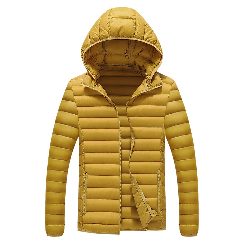 Chaqueta acolchada de algodón para hombre casual de invierno transfronterizo Chaqueta con capucha de color sólido Abrigo de algodón acolchado ligero para hombre Moda Venta directa de fábrica