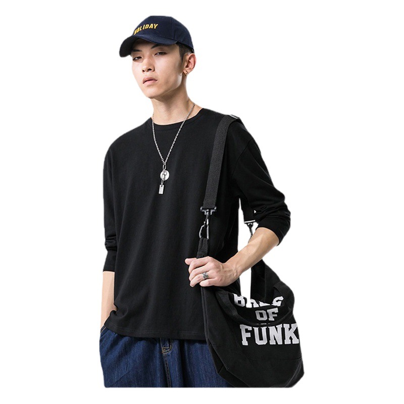 Tシャツメンズ 190 グラムコーマ綿無地ラウンドネック長袖 T シャツ男性と女性のための同じスタイルインナー長袖トップボトムシャツ