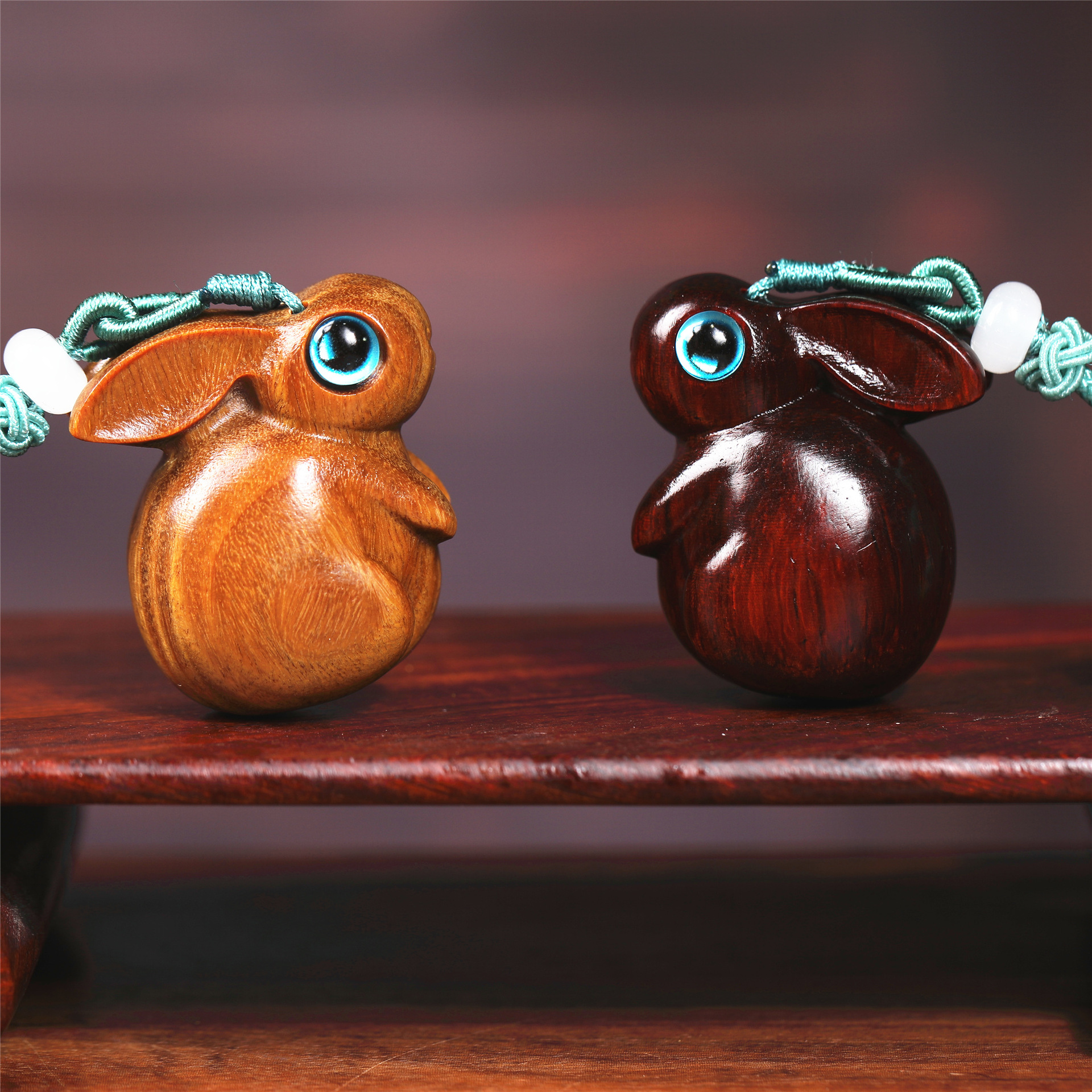 (Wholesale), rabbit rosewood green sandalwood, handle, mobile phone, keychain, Birthday gift