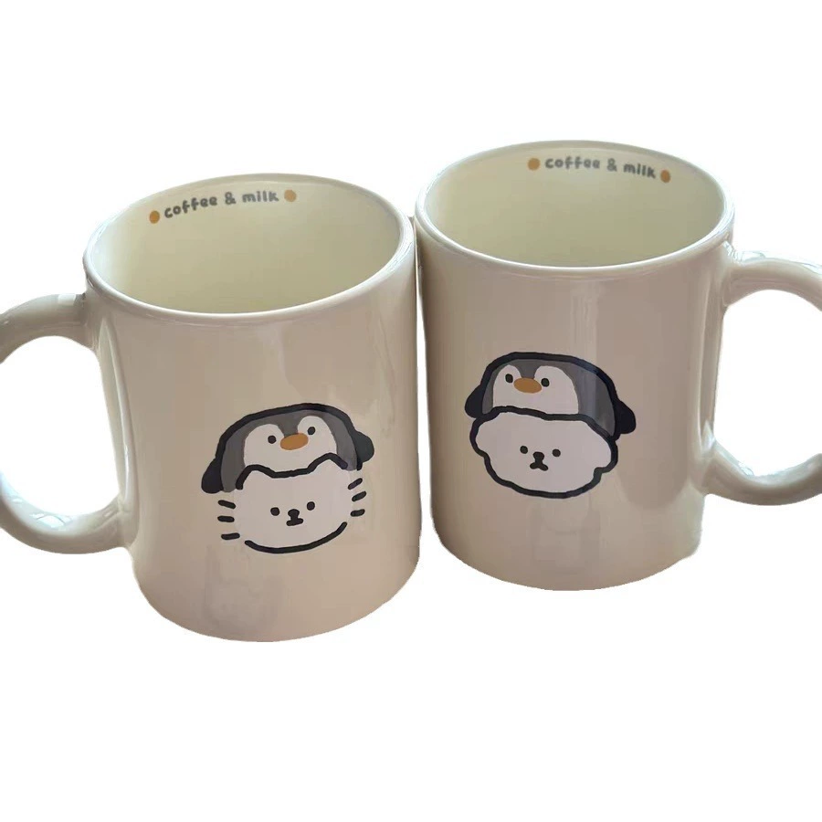 Кружка Penguin Mark — милые дизайны камуфляжного пингвина-кошки/собаки, 301–400 мл или набор ложек