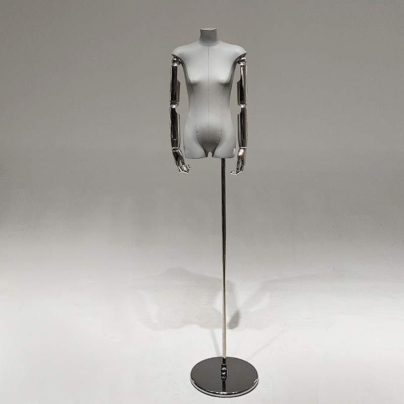 Cuero coreano PU modelo de cuerpo plano accesorios tienda de ropa de mujer mitad plano pecho pequeño estante de exhibición de ropa maniquí de ventana