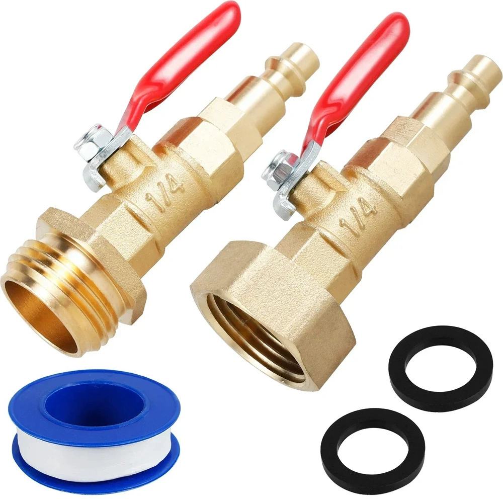 2 шт., латунный быстрый разъем для автофургона с шаровым краном, зимний сад, труба, спринклер, антифриз, адаптер для воды