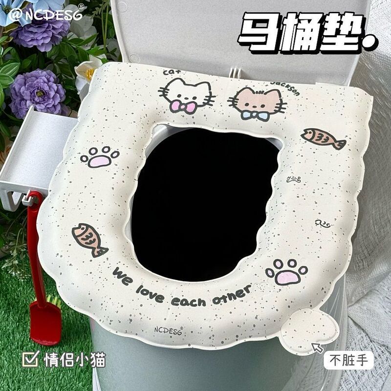 アメリカンレトロトイレマット防水増粘粘着タイプかわいいユニバーサル便座カバー家庭用洗える四季|undefined