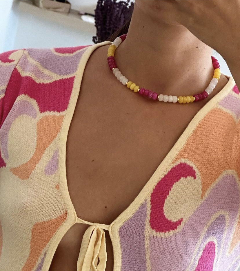 200g Weight Necklace Classification 304 Stainless Steel Chain Material 1 Piece Quantity Casual Occasion natural stone Material Geometric Pattern Women's Gender Sweet Style Beaded Craft 1 Piece Sweet Geometric Natural Stone 304 Stainless Steel Necklace 29