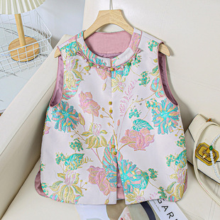 Middle-aged ladies 2025 spring and autumn new national style embroidery sleeveless top temperament rich lady mother vest