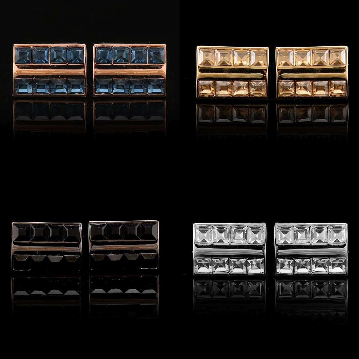 Cufflinks men's light luxury women's rectangular eight Diamond Diamond zircon French shirt gem diamond cufflinks suit accessories cross-border