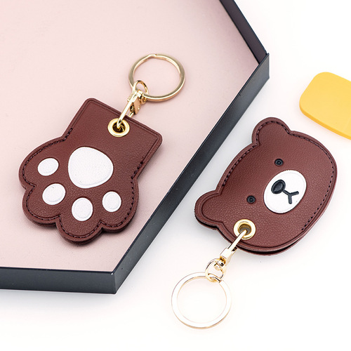 Bamenchongshe Cartoon Access Card Leather Case Personalized Creative Keychain Pendant Cute Pendant Practical Small Gift