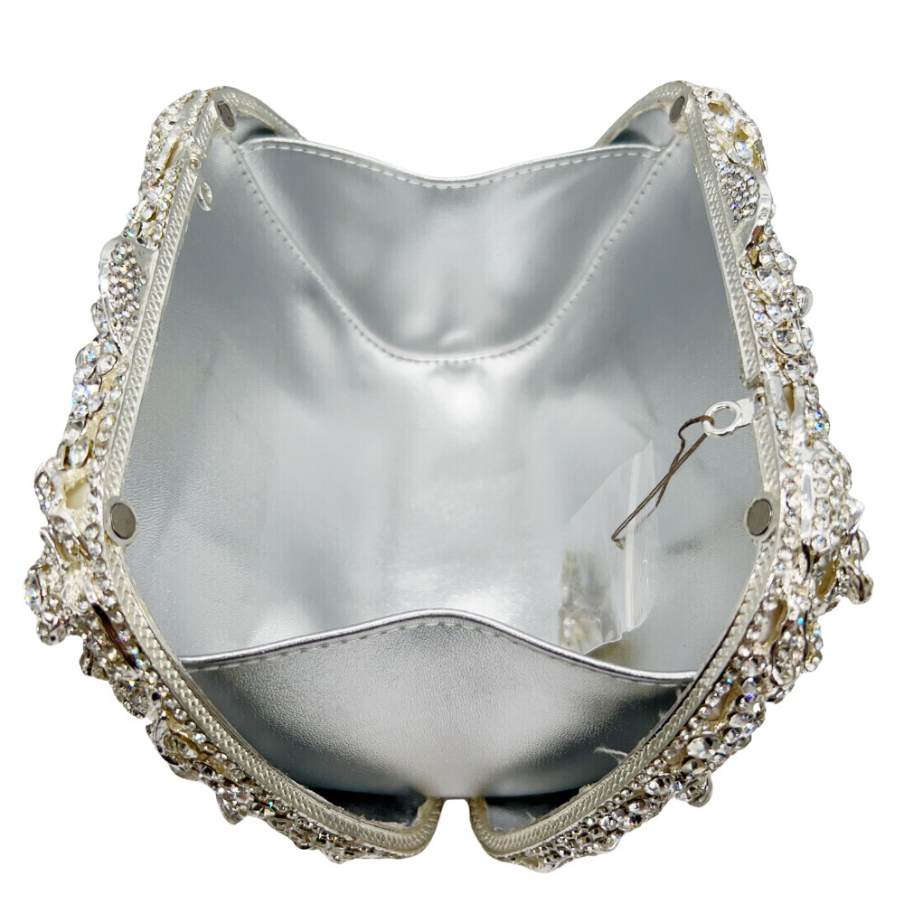 Cross-border nuevo hueco rosa con diamantes bolsas de cena de diamantes bolsas de moda de mano de mujer embrague de cristal