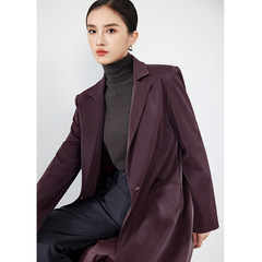 安可拉红复古高级感风衣长外套女2025秋冬新款西装领长袖气质大衣