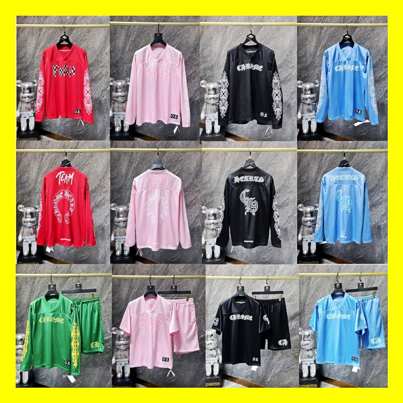 Foreign trade wholesale CH mesh flower arm cross Sanskrit printed long sleeve T-shirt couple shorts vest ball suit suit