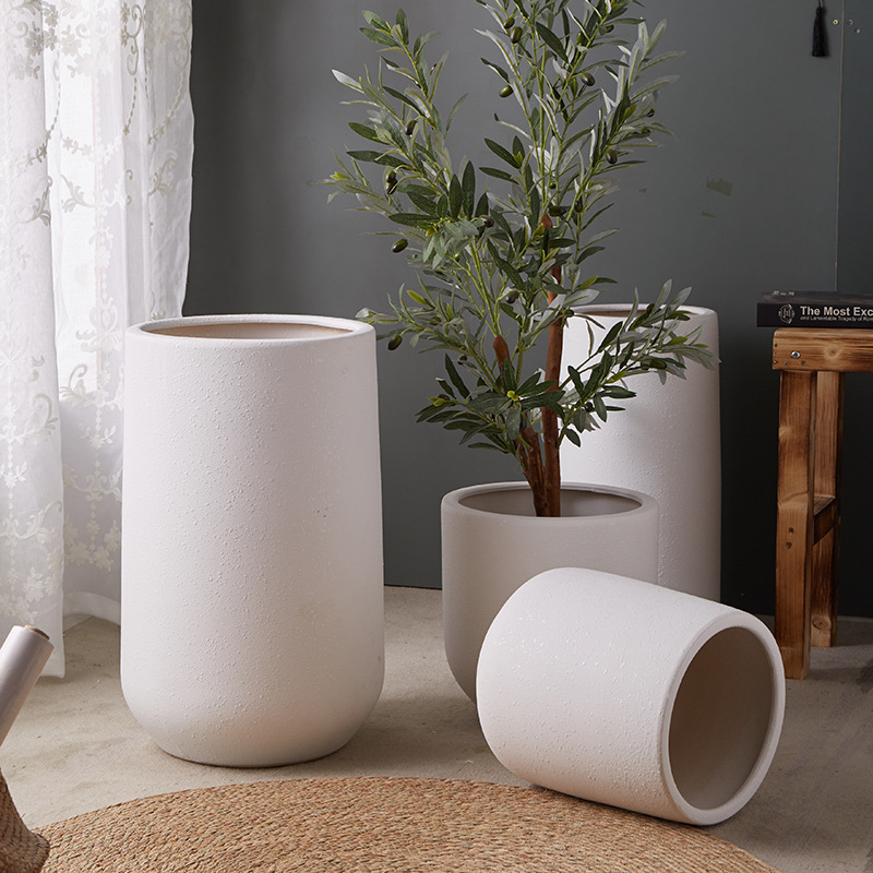 Maceta de cerámica de estilo nuevo simple, de gran diámetro, alta profundidad, transpirable, extra grande, plantas verdes en macetas para interiores y exteriores, flores prácticas