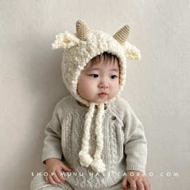 宝宝帽子冬季加绒加厚护耳帽可爱超萌婴幼儿保暖毛绒帽儿童毛线帽