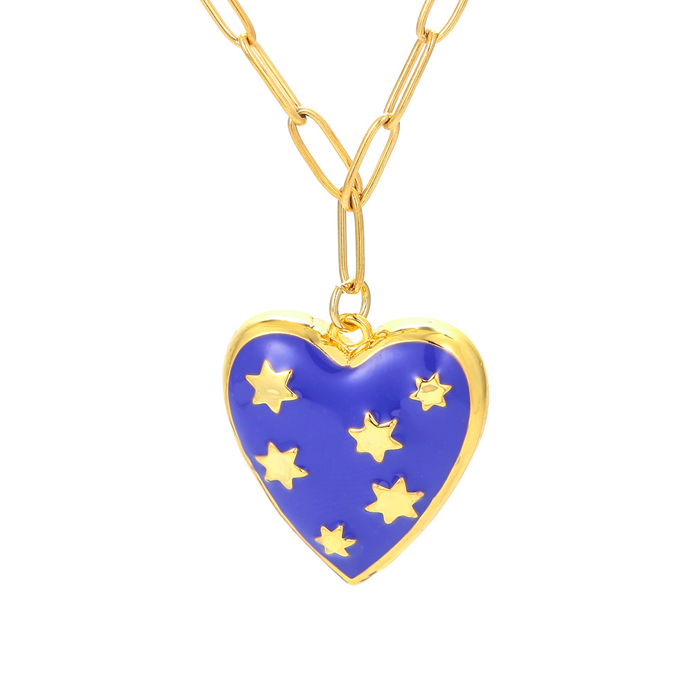 15g Weight Fashion Creative Dripping Oil Pentagram Heart-shaped Copper Clavicle Chain