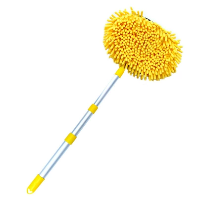 Car Brush Chenille Three-Section Telescopic Car cleaning tools - yellow-three-section-mop