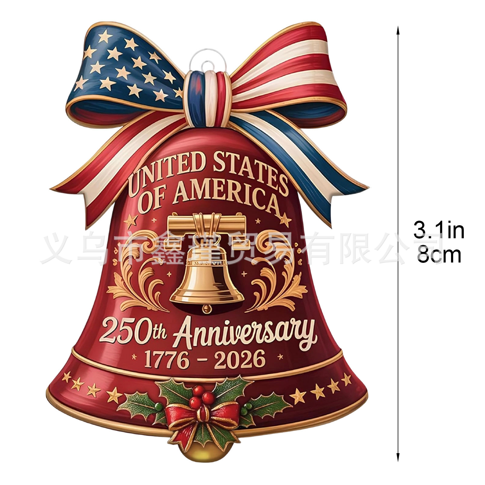 Nuevos productos transfronterizos de acrílico plano 250 aniversario colgante decoración del árbol de Navidad campana colgante decoración del automóvil image 3