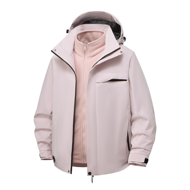 骆陀同款冲锋衣三合一女秋冬户外防风防水情侣登山服新款连帽外套|undefined