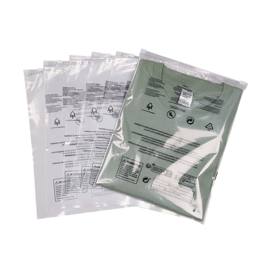 Прозрачный пакет-зиплок с предупреждающей этикеткой, этикетка для переработки Temu Spain, трансграничный упаковочный пакет для одежды, пластиковый пакет для одежды, индивидуальный заказ