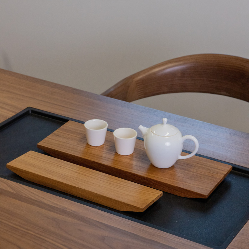 ミャンマー産チーク材の斜め縁乾燥茶托、家庭用一枚板無垢材茶托、レトロスタイル、シンプルな木製茶托|undefined