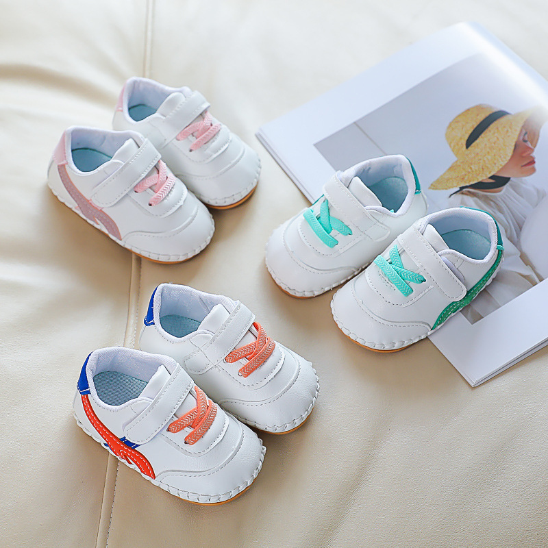 Primavera y otoño hombres y mujeres bebé suela de goma suave 0-1 años zapatos casuales bebé hombre antes del paso zapatos rayas antideslizantes transpirables suela suave