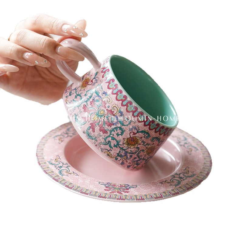 复古咖啡杯碟套装高颜值陶瓷杯女生下午茶杯拿铁杯精致伴手礼|undefined