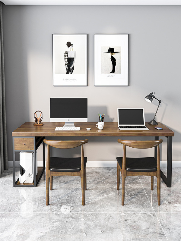Solid Wood Office Computer Desk Desktop Double Desk Chair Simple Home Student Bedroom Corner Game Writing Table