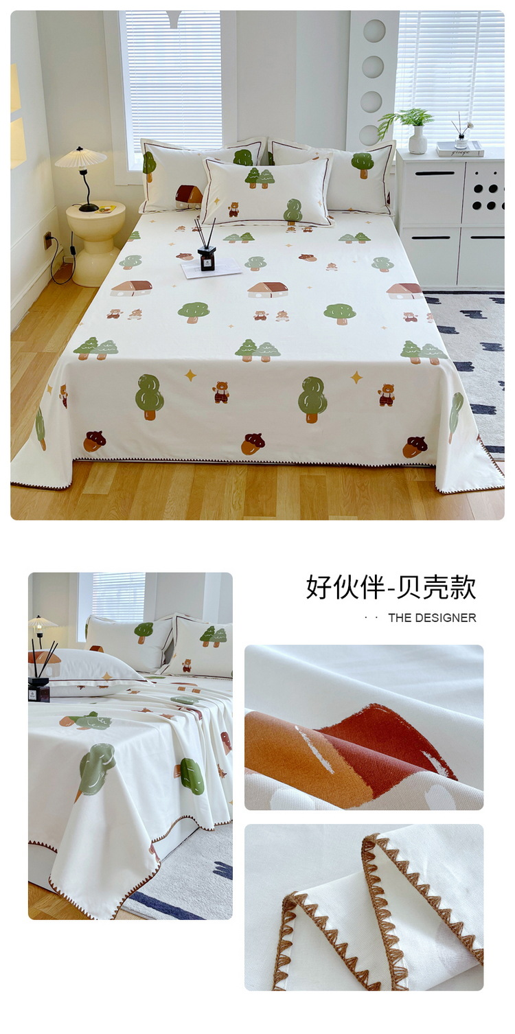 Sábana de tela gruesa vieja de algodón puro pieza única 100 algodón verano sensación fresca dormitorio funda de almohada individual juego de tres piezas 2