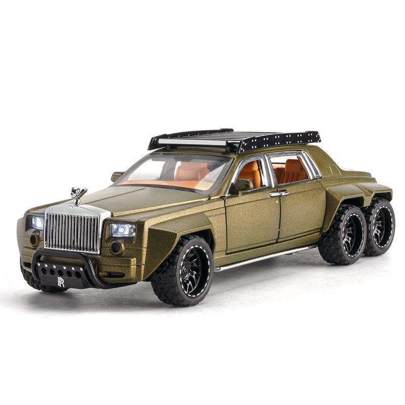 (boxed) simulation 1: 32 Rouse-Phantom 6*6 alloy off-road vehicle model with starlight top ornaments toys