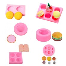 6连3d立体马卡龙硅胶模具DIY手工皂轻粘土仿真汉堡模香皂肥皂模