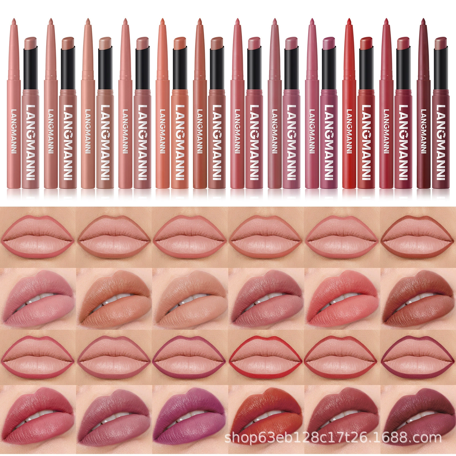 LANGMANNI двенадцатицветная косая помада + набор карандашей для губ, комбинированный набор матовых губ