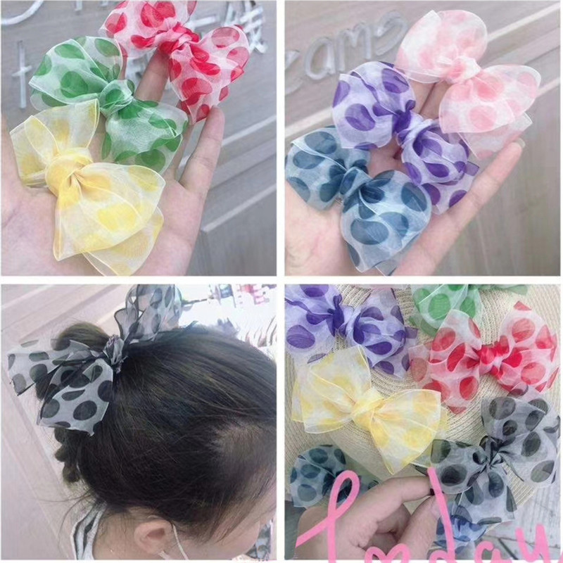 Transfronterizo nuevo 4cm impreso punto grande cinta transparente horquilla regalo creativo embalaje gasa luz cinta 5Y