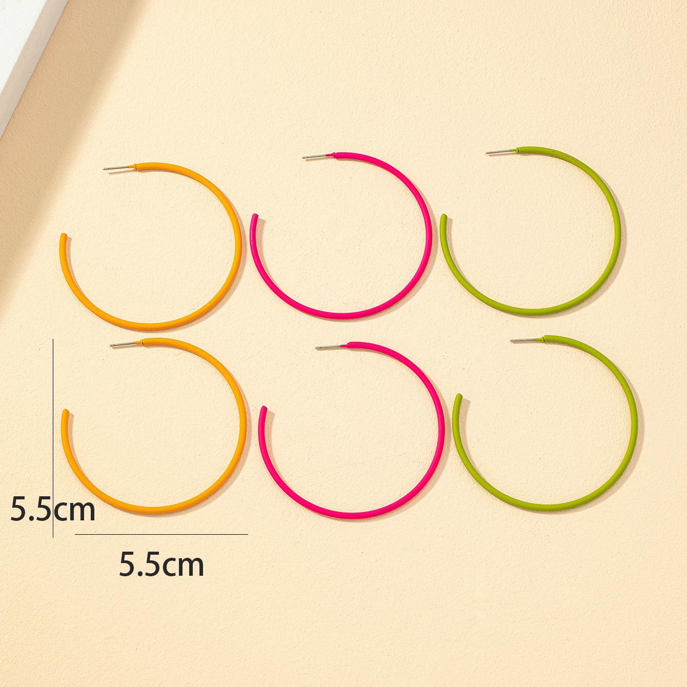 3 Pairs Simple Style C Shape Alloy Stoving Varnish Womenu0027S Hoop Earrings