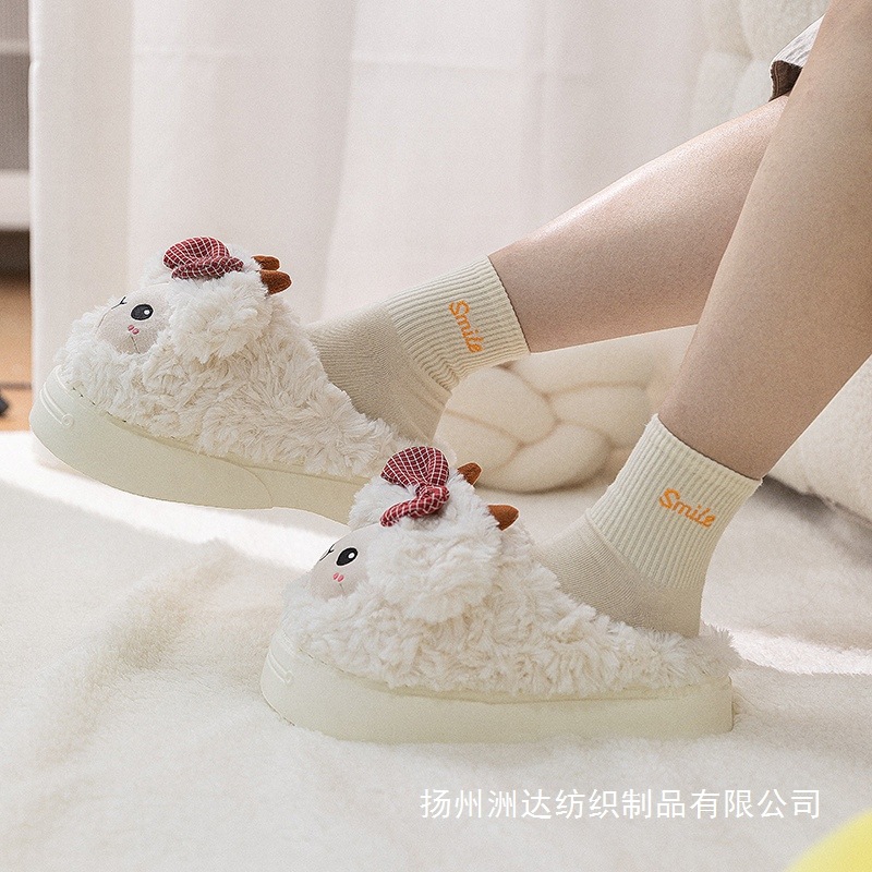Zapatillas de algodón de animales lindas transfronterizas zapatillas de algodón de invierno para mujeres zapatos de calentamiento de peluche zapatos de algodón domésticos interiores zapatos de piso prácticos image 3