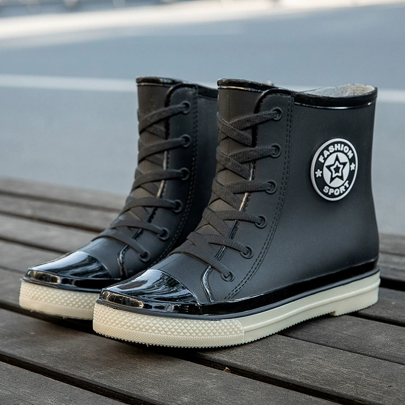 [Волосы поколения] непромокаемая обувь женская непромокаемая обувь короткая трубка Студенческая Корейская версия бархатного хлопка теплые Нескользящие резиновые сапоги Пластиковые