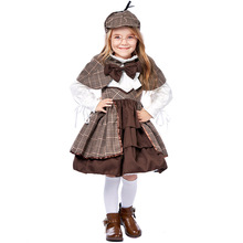 Lolita服英伦学院风cosplay服装儿童侦探福尔摩斯套装含披肩眼镜