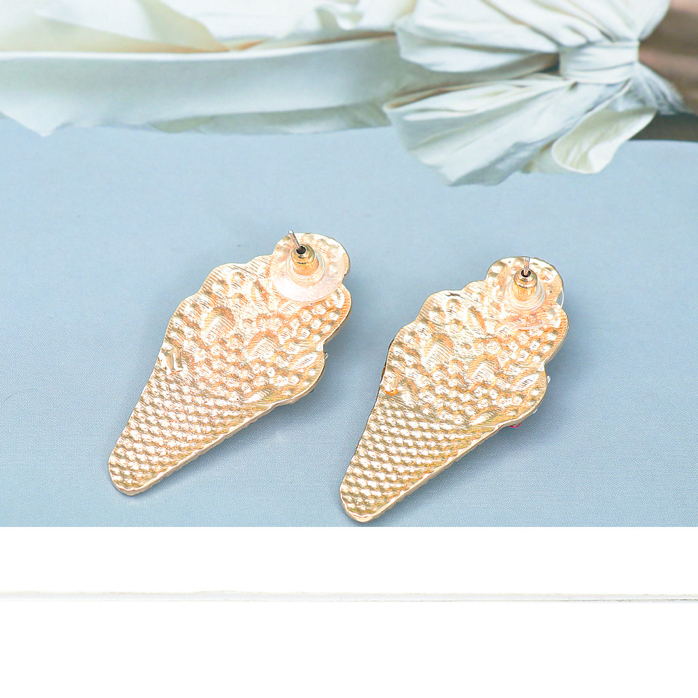 Fashion Ice Cream Alloy Inlay Artificial Diamond Ear Studs