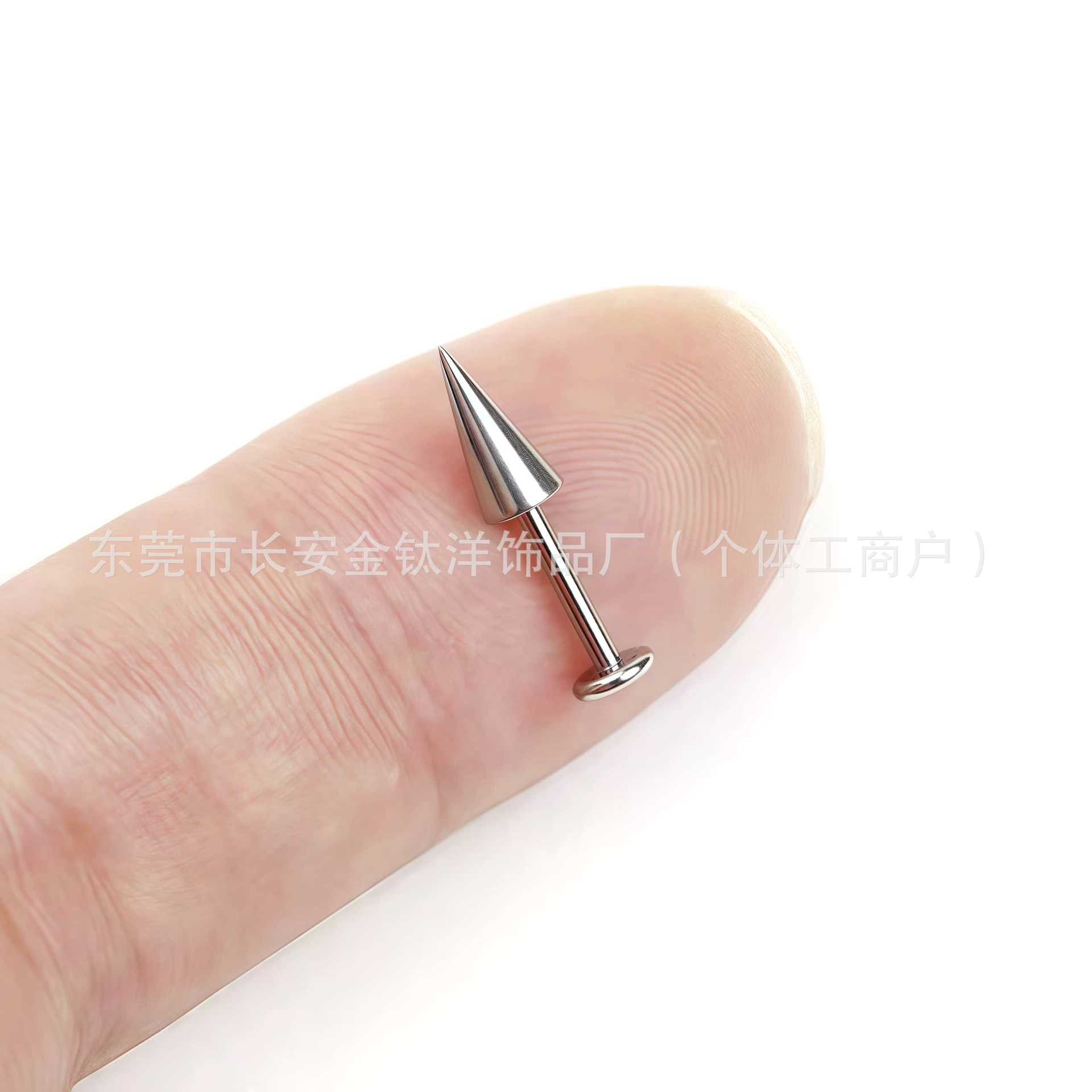 F136 Titanium Internal Thread Flat Bottom Cone Labret Stud Lip Piercing Jewelry detail image 7