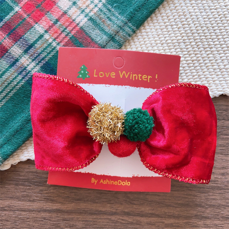 Christmas Bow Hairpin Red And Green Glitter Hair Accessory_voghion.com